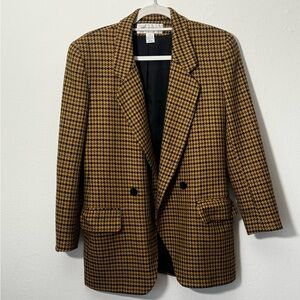 Jones New York Mustard and Black Houndstooth Blazer